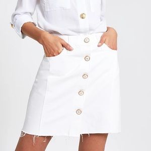 RIVER ISLAND Button Front Denim Mini Skirt